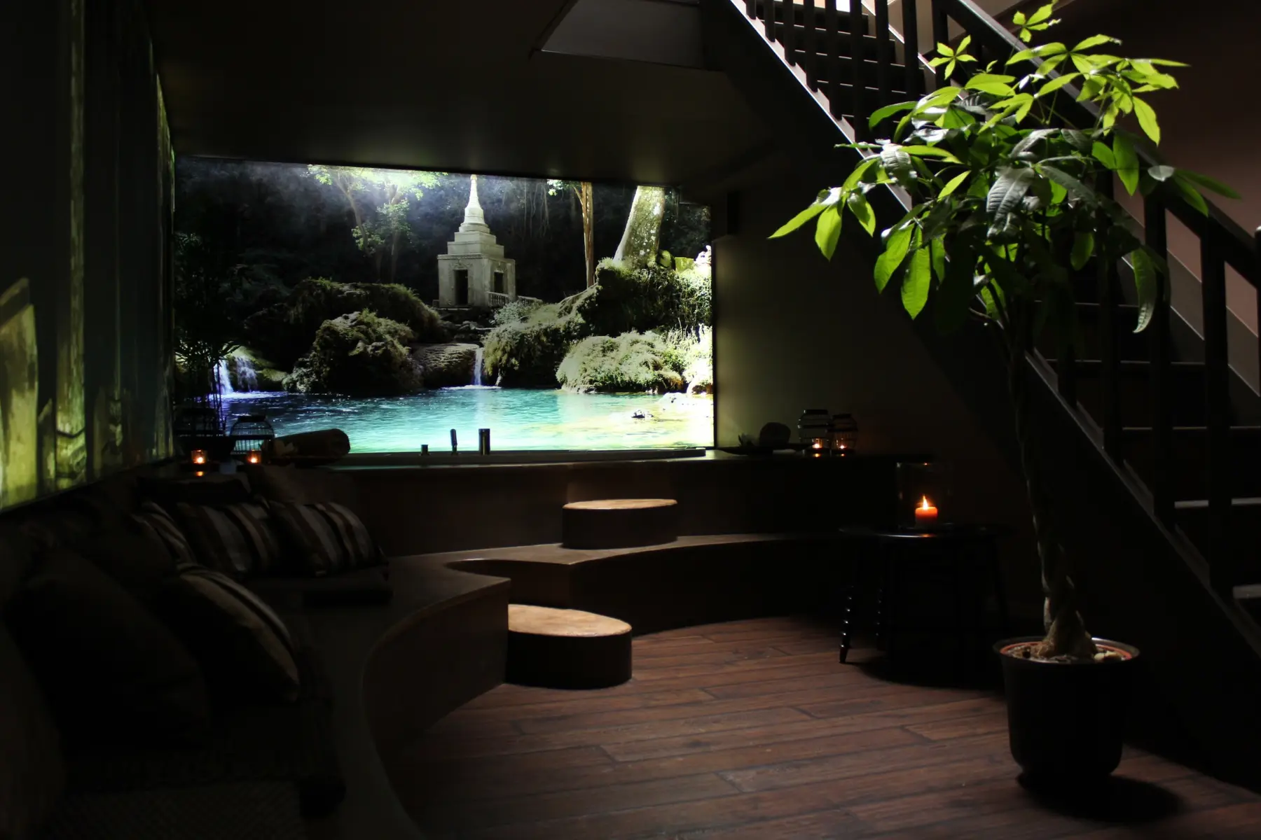 Ambiance tamisée de l’espace spa Plénitude Beauté
